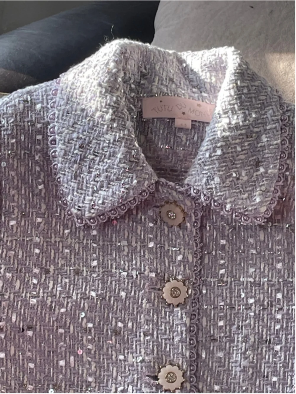 Tutu Du Monde Penelope Coquette Pastel Tweed Jacket Pearl Flower Button Size 4
